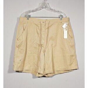 NWT Avenue 100% Cotton Beige Drawstring Chinos Khaki Bermuda Shorts Sz 18